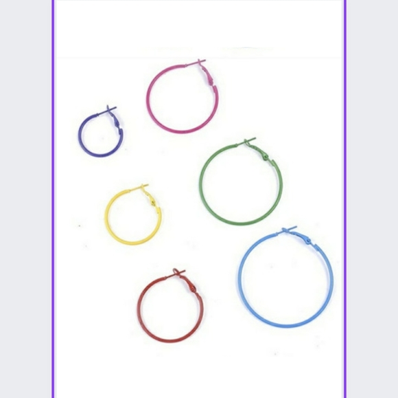 🔥6 PAIRS HOOP EARRINGS - Picture 2 of 3